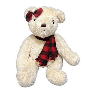 Jo-Ann teddy bear stuffed plush red black plaid for LIGHTHOUSE RESCUE NONPROFIT